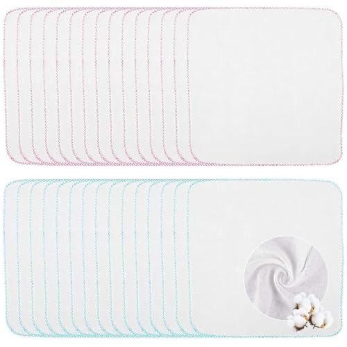 RAKUTE 30 Pcs Mulltücher Baumwolle, 30x30cm Spucktücher Baby Mullwindeln, Bio Baumwolle Weiche Spucktuch Saugstark Mehrweg Baby Waschlappen als Ersatz für Feuchttücher von RAKUTE
