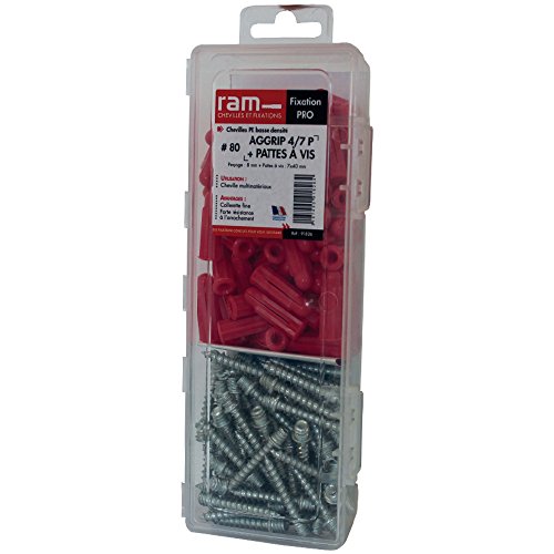 Aggrip Dübel mit Schrauben, Rot, 80 Stück von RAM CHEVILLES ET FIXATIONS