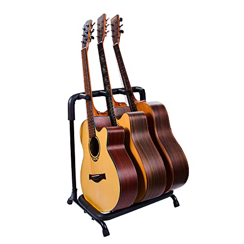RAM ONLINE Gitarrenständer für 3 Gitarren, mehrere Gitarren-Display-Rack, zusammenklappbarer Metall-Akustikgitarrenständer von RAM ONLINE