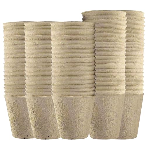 Ram® 96 Stück Biologisch Abbaubare Bio Faser Samen Anzuchttöpfe Sämlingtöpfe für Anzucht Kompostierbare Pflanztöpfe Gewächshaus Biologisch Abbaubare Pflanzentöpfe von RAM ONLINE