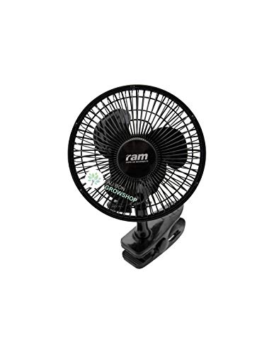RAM 150mm (6 Zoll) anklipsen tischventilator 15W EU Stecker, Schwarz, 14.5 x 20.5 x 19.3 cm von RAM