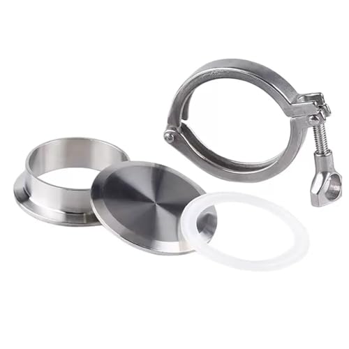 1 Stück 12,7 Mm/19/25/32/38 Mm Außendurchmesser SS304 Sanitär-Tri-Clamp-Ferrule K50.5 Endkappe + Tri-Clamp 1,5 Zoll 2 Zoll + Silikondichtung(12.7m x Ferrule 25.4) von RAMBEX