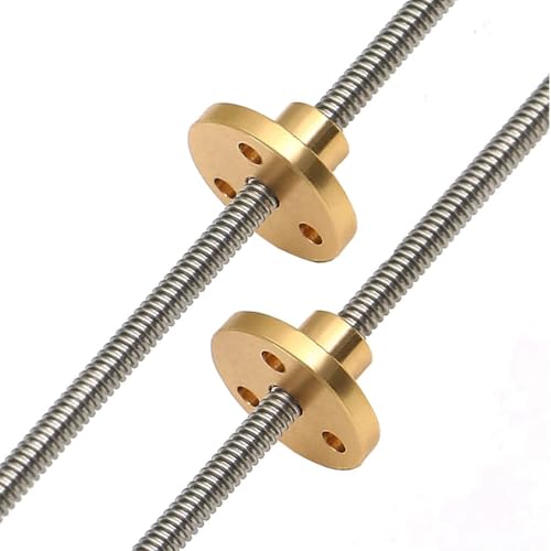 RAMBEX T4 Leitspindel 304 Edelstahl Steigung 1mm Steigung 1mm 2mm Länge 100mm-550mm Mit Kupfermutter 3D-Drucker Trapezgewindespindel 4mm(Picth 1mm Lead 2mm,100mm) von RAMBEX