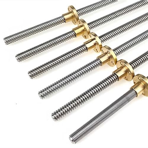 RAMBEX T8 -Bleischraube for CNC 3D -Drucker, Blei 2mm -Tonhöhe 2mm Länge 80 110 117 120 130 190 200 Mm Edelstahlgewindestab Mit Kupfermutter, 1PCS(80mm) von RAMBEX