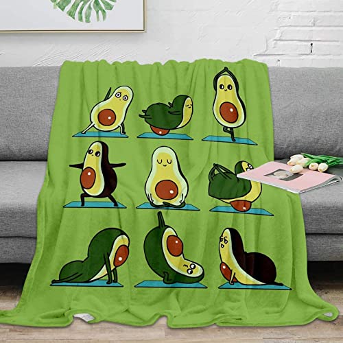 Kuscheldecke 150x200 Lustige Avocado, 3D Gedruckte Flanell Fleecedecke Süße Avocado Weiche und Warme Wohndecke, Decke als Sofadecke, Tagesdecke Wolldecke für Kinder Erwachsene von RAMOTE