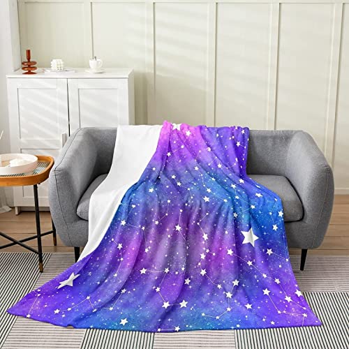 Kuscheldecke 150x200 Stern, 3D Gedruckte Flanell Fleecedecke lila Sternenhimmel Weiche und Warme Wohndecke, Decke als Sofadecke, Tagesdecke Wolldecke für Kinder Erwachsene von RAMOTE