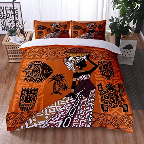 RAMOTE Bettwäsche 135x200 Afrikanische Frau, Weiche Microfaser 3D Bettbezug Exotisch, Bettbezüge Afrikanische Frau und 2 Kissenbezug 80x80 cm von RAMOTE