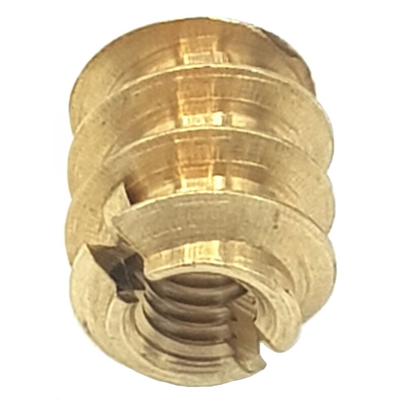 Einschraubmuttern mit Schlitz DIN 7965 Messing blank Außendurchmesser 8 mm M 4 x 10 - 100 Stk von RAMPA GmbH & Co. KG
