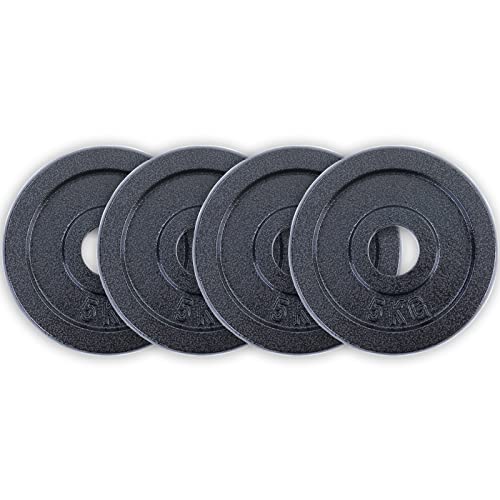 RAMROXX 20 kg Olympia 50mm Hantelscheiben Set 4X 5kg Gusseisen in Schwarz von RAMROXX