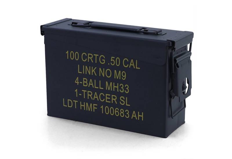 RAMROXX Aufbewahrungsbox Munitionskiste Ammo Box Metallkiste Metallbox 275x97x185mm schwarz von RAMROXX