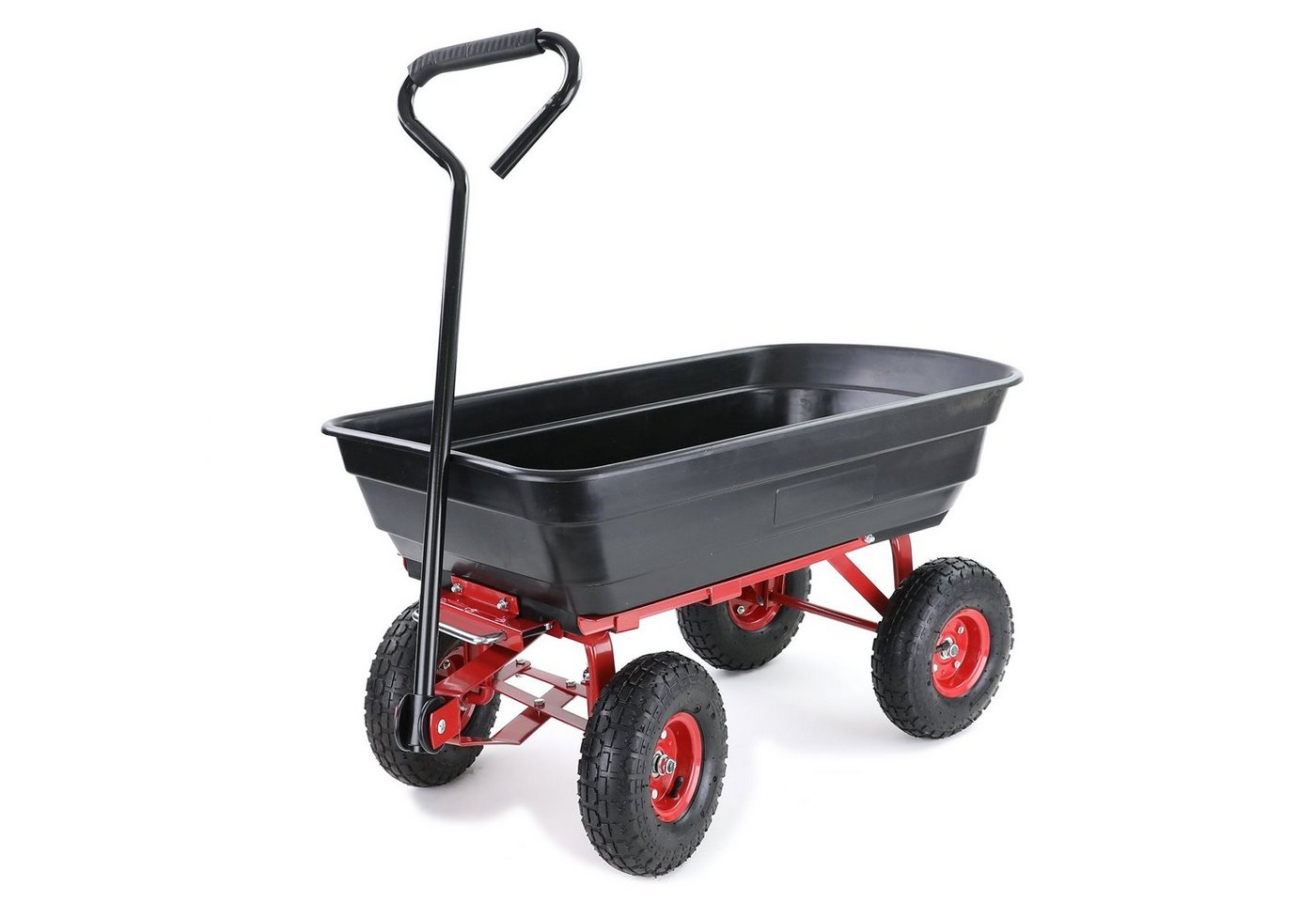 RAMROXX Bollerwagen Transportwagen Gartenwagen Schubkarre Handwagen Kippfunktion 250 kg Schwarz Rot von RAMROXX