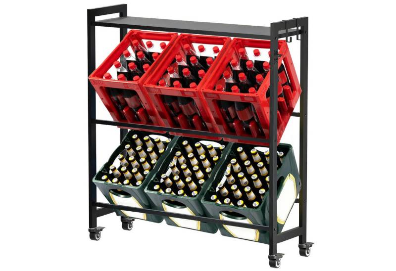 RAMROXX Flaschenregal Fahrbares Kastenregal 3-3 für 6 Getränkekisten und Ablage 4 Rollen RAMROXX Flaschenregal Fahrbares Kastenregal 3-3 für 6 Getränkekisten und Ablage 4 Rollen von RAMROXX