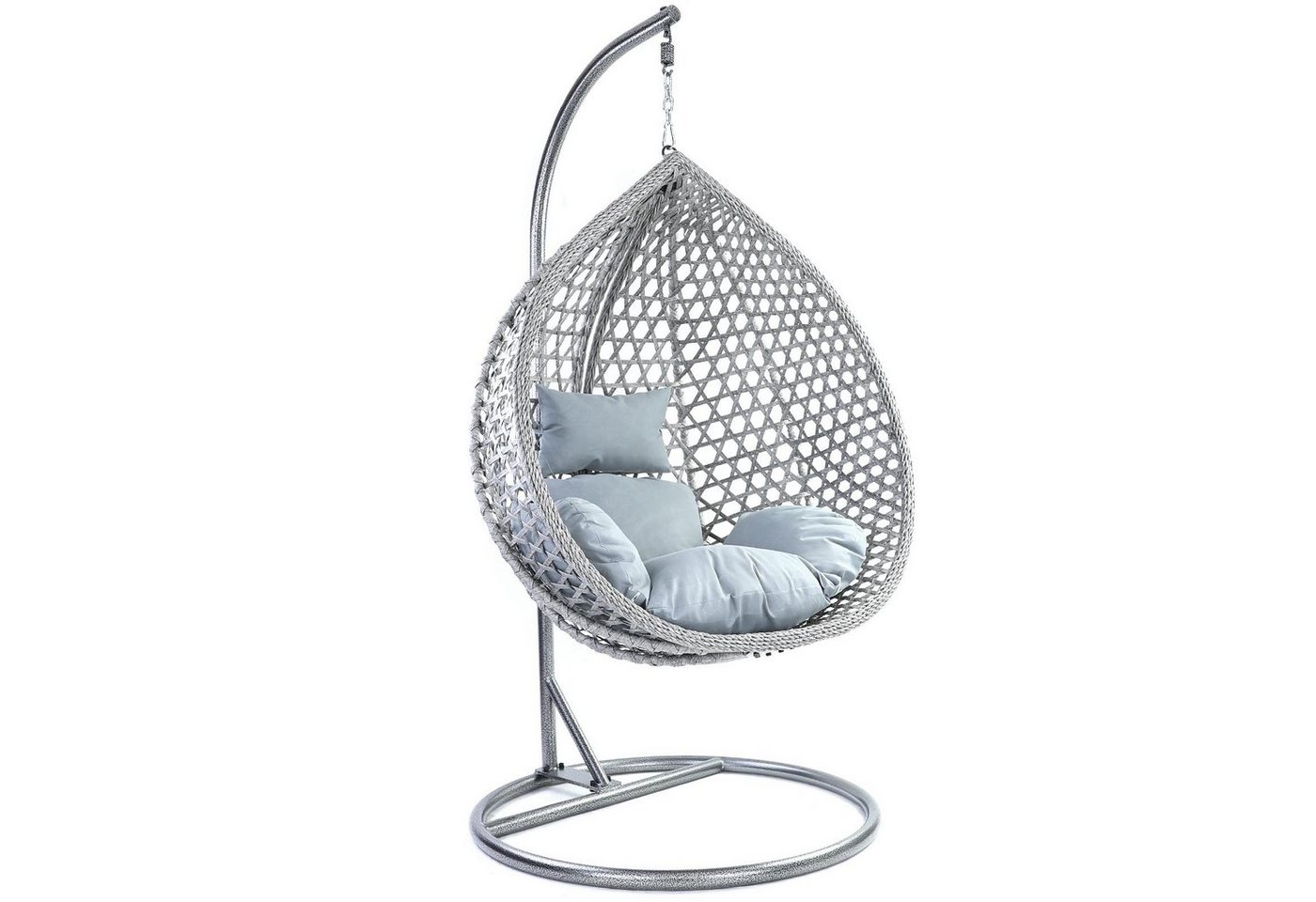 RAMROXX Hängesessel Luxus Hängesessel Style XXL Korb Gestell Grau mit Kissen Hell Grau RAMROXX Hängesessel Luxus Hängesessel Style XXL Korb Gestell Grau mit Kissen Hell Grau von RAMROXX