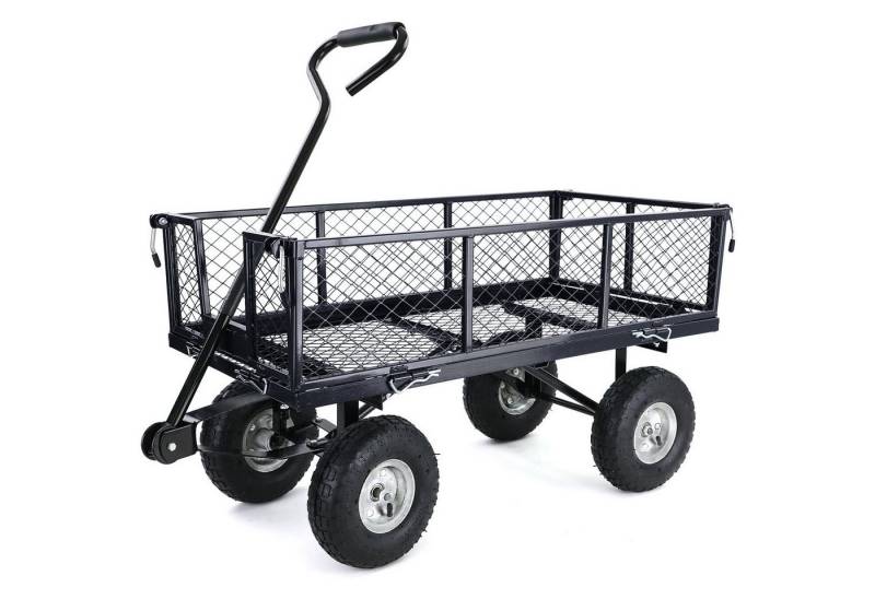 RAMROXX Handwagen Transport Gitterwagen Bollerwagen Seiten klappbar bis 300kg Schwarz von RAMROXX