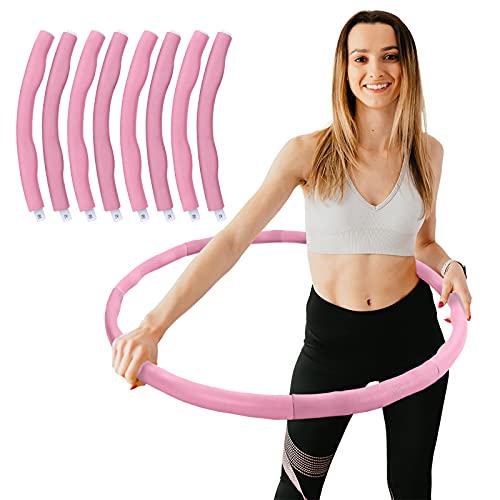RAMROXX Hula Hoop Fitness Reifen 8 Teile gepolstert Durchmesser einstellbar Pink von RAMROXX