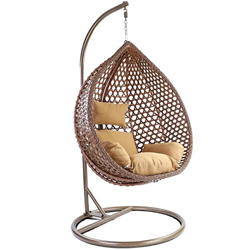 RAMROXX Luxus Hängesessel Style XXL Korb Gestell Braun mit Relaxkissen Braun von RAMROXX