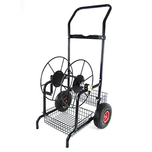 RAMROXX Schlauchwagen Schlauch Handwagen Schwarz mit Ablagekörbe bis 60m Gartenschlauch von RAMROXX