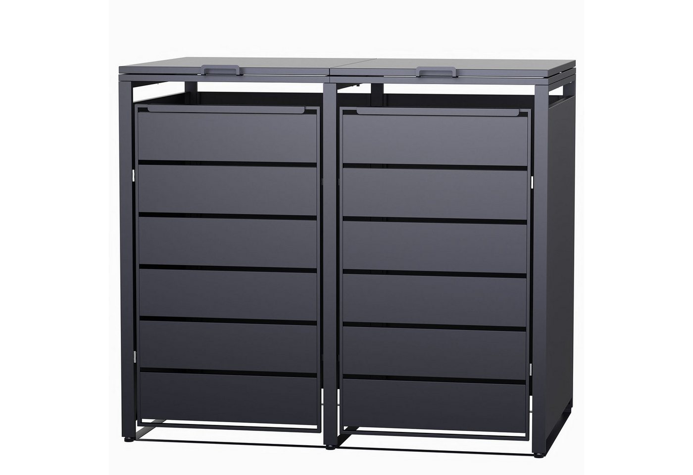 RAMROXX Mülltonnenbox 2er Metall anthrazit 132x80x116 cm mit Magnettüren RAMROXX Mülltonnenbox 2er Metall anthrazit 132x80x116 cm mit Magnettüren von RAMROXX