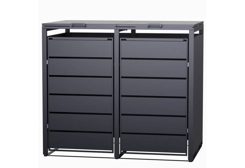 RAMROXX Mülltonnenbox 2er Metall anthrazit 132x80x116 cm mit Magnettüren RAMROXX Mülltonnenbox 2er Metall anthrazit 132x80x116 cm mit Magnettüren von RAMROXX