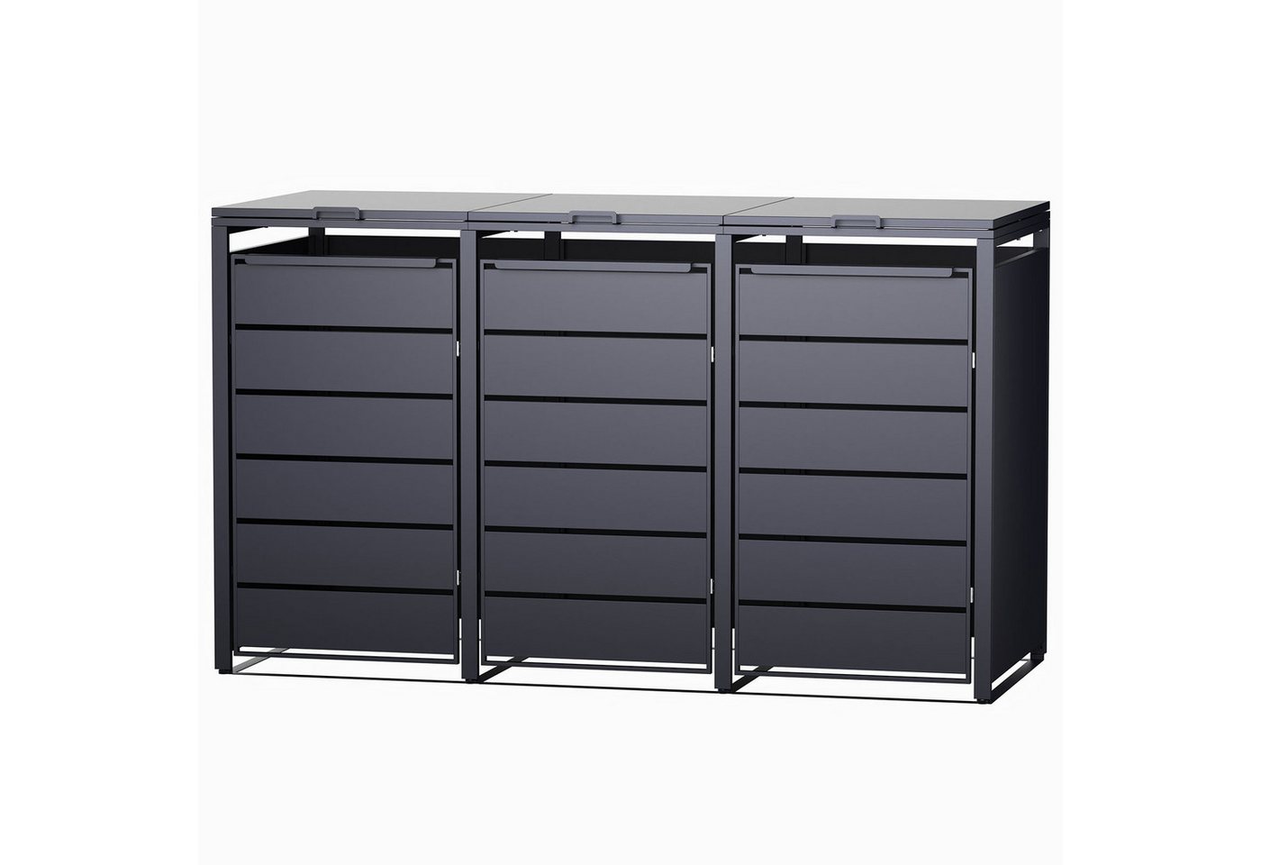 RAMROXX Mülltonnenbox 3er Metall anthrazit 196x80x116 cm mit Magnettüren RAMROXX Mülltonnenbox 3er Metall anthrazit 196x80x116 cm mit Magnettüren von RAMROXX