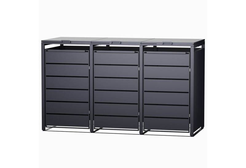 RAMROXX Mülltonnenbox 3er Metall anthrazit 196x80x116 cm mit Magnettüren RAMROXX Mülltonnenbox 3er Metall anthrazit 196x80x116 cm mit Magnettüren von RAMROXX