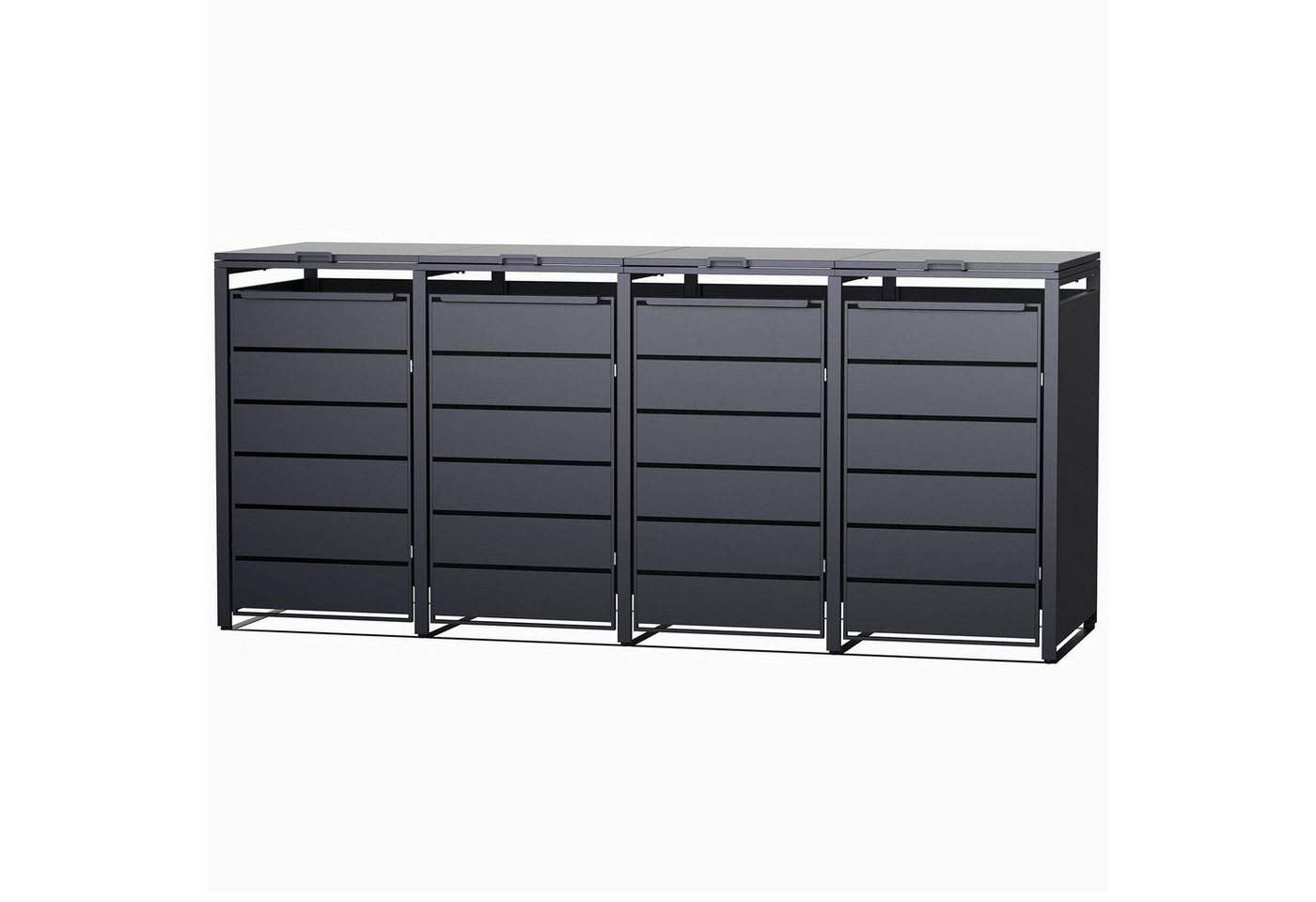 RAMROXX Mülltonnenbox 4er Metall anthrazit 260x80x116 cm mit Magnettüren RAMROXX Mülltonnenbox 4er Metall anthrazit 260x80x116 cm mit Magnettüren von RAMROXX