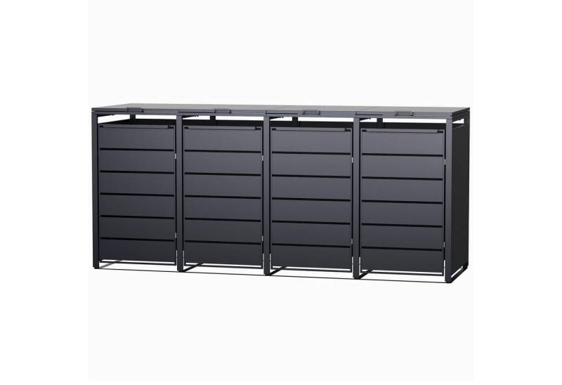 RAMROXX Mülltonnenbox 4er Metall anthrazit 260x80x116 cm mit Magnettüren RAMROXX Mülltonnenbox 4er Metall anthrazit 260x80x116 cm mit Magnettüren von RAMROXX