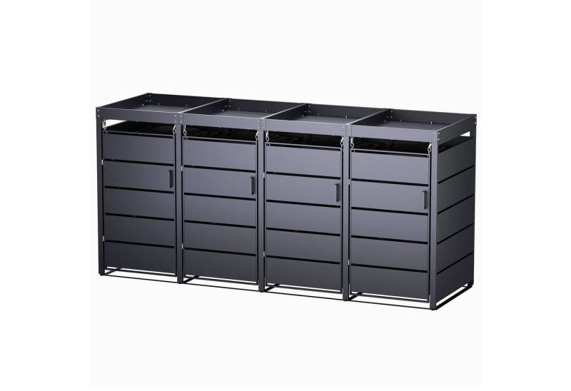 RAMROXX Mülltonnenbox 4er mit Blumenkasten und Magnettüren 260*80*124cm RAMROXX Mülltonnenbox 4er mit Blumenkasten und Magnettüren 260*80*124cm von RAMROXX