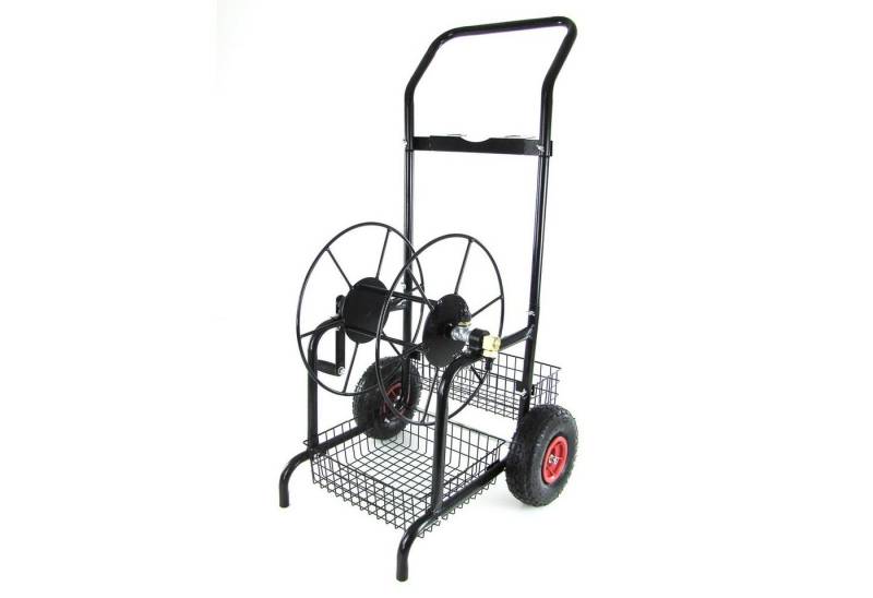 RAMROXX Schlauchwagen Schlauch Handwagen Schwarz mit Ablagekörbe bis 60m Gartenschlauch von RAMROXX