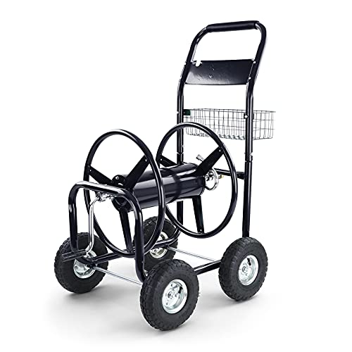 RAMROXX Schlauchwagen Schlauch Handwagen mit Handkurbel Schwarz bis 106m Gartenschlauch von RAMROXX
