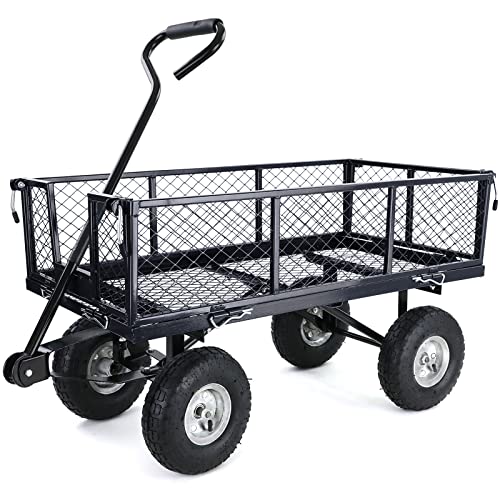 Transport Gitterwagen Handwagen Bollerwagen Seiten klappbar bis 300kg Schwarz von RAMROXX