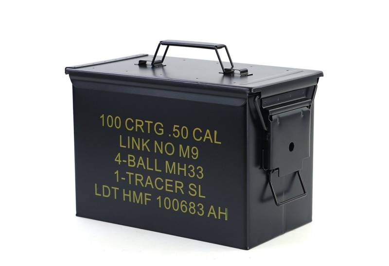 RAMROXX Transportbehälter Munitionskiste Ammo Box Metallkiste Metallbox 327x185x227mm schwarz von RAMROXX