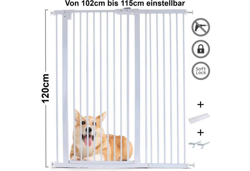 RAMROXX Treppenschutzgitter Absperrgitter Treppenschutz Metall + Rampe + Y Halter 102-115cm 120cm RAMROXX Treppenschutzgitter Absperrgitter Treppenschutz Metall + Rampe + Y Halter 102-115cm 120cm von RAMROXX