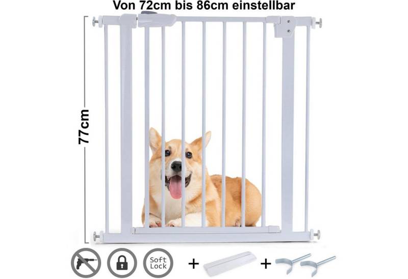 RAMROXX Treppenschutzgitter Absperrgitter Treppenschutz Metall + Rampe + Y Halter 72-86cm 77cm, Metall, Breite: 72 cm x Höhe: 77 cm RAMROXX Treppenschutzgitter Absperrgitter Treppenschutz Metall + Rampe + Y Halter 72-86cm 77cm, Metall, Breite: 72 cm x Höhe: 77 cm von RAMROXX