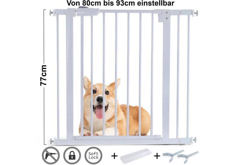 RAMROXX Treppenschutzgitter Absperrgitter Treppenschutz Metall + Rampe + Y Halter 80 -93cm 77cm, Metall, Breite: 72 cm x Höhe: 77 cm RAMROXX Treppenschutzgitter Absperrgitter Treppenschutz Metall + Rampe + Y Halter 80 -93cm 77cm, Metall, Breite: 72 cm x Höhe: 77 cm von RAMROXX