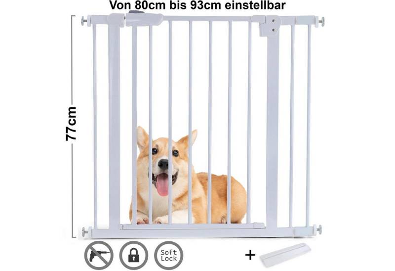 RAMROXX Treppenschutzgitter Absperrgitter Treppenschutz Metall weiß + Rampe 80 - 93cm 77cm RAMROXX Treppenschutzgitter Absperrgitter Treppenschutz Metall weiß + Rampe 80 - 93cm 77cm von RAMROXX