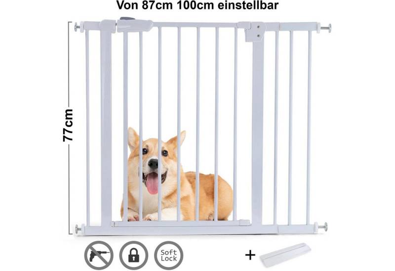 RAMROXX Treppenschutzgitter Absperrgitter Treppenschutz Metall weiß + Rampe 87 - 100cm 77cm, Material: Metall RAMROXX Treppenschutzgitter Absperrgitter Treppenschutz Metall weiß + Rampe 87 - 100cm 77cm, Material: Metall von RAMROXX