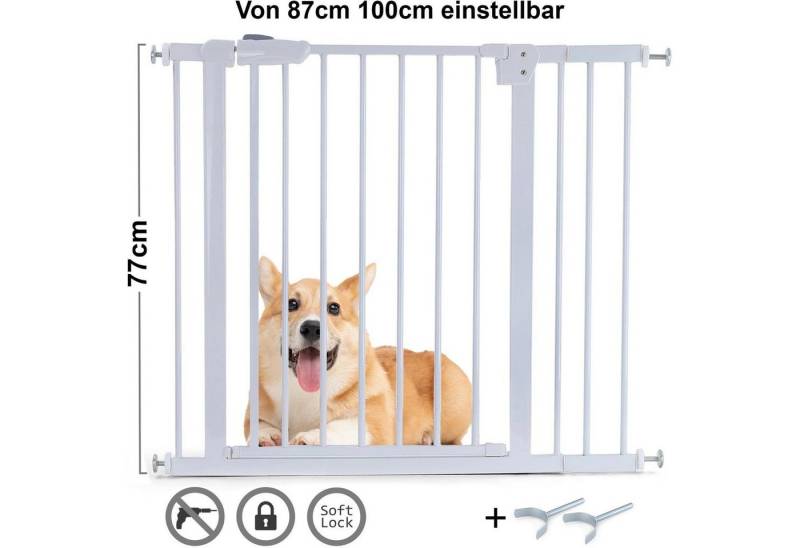 RAMROXX Treppenschutzgitter Absperrgitter Treppenschutz Metall weiß + Y Halter 87 -100cm 77cm RAMROXX Treppenschutzgitter Absperrgitter Treppenschutz Metall weiß + Y Halter 87 -100cm 77cm von RAMROXX