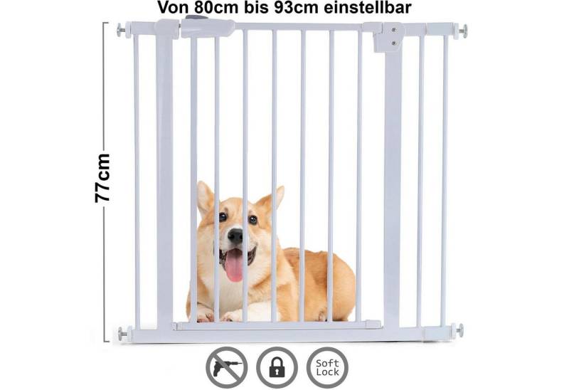 RAMROXX Treppenschutzgitter Absperrgitter Treppenschutz Metall weiß verstellbar 80 -93cm 77cm von RAMROXX