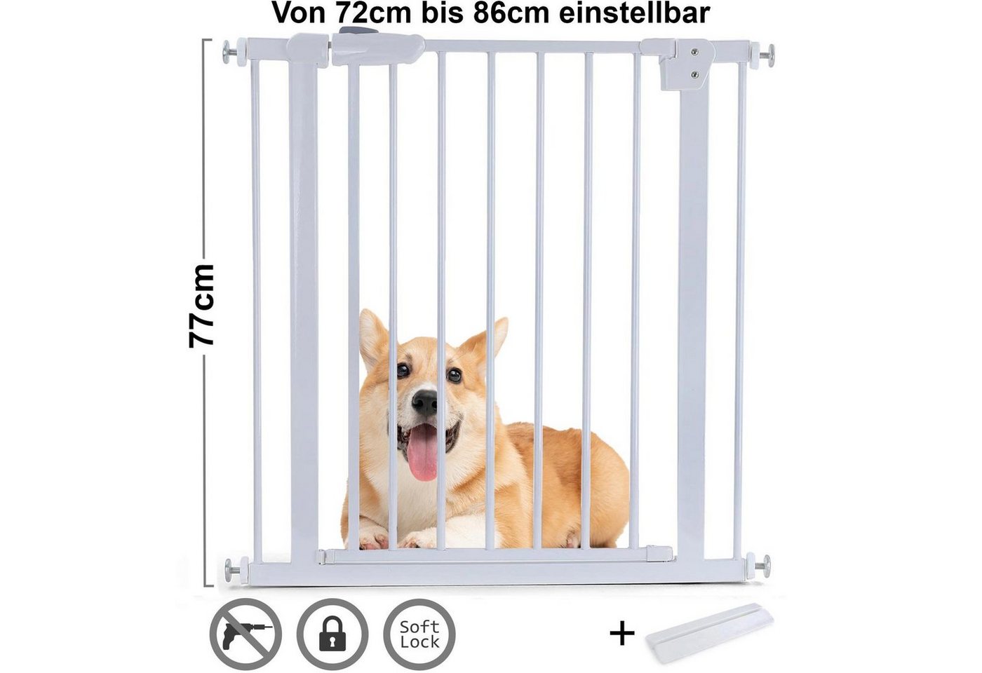 RAMROXX Treppenschutzgitter Absperrgitter Treppenschutzgitter Metall weiß + Rampe 72 - 86cm 77cm RAMROXX Treppenschutzgitter Absperrgitter Treppenschutzgitter Metall weiß + Rampe 72 - 86cm 77cm von RAMROXX