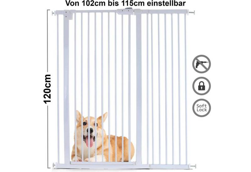 RAMROXX Treppenschutzgitter Absperrgitter Treppenschutzgitter Metall weiß 102 -115cm 120cm RAMROXX Treppenschutzgitter Absperrgitter Treppenschutzgitter Metall weiß 102 -115cm 120cm von RAMROXX