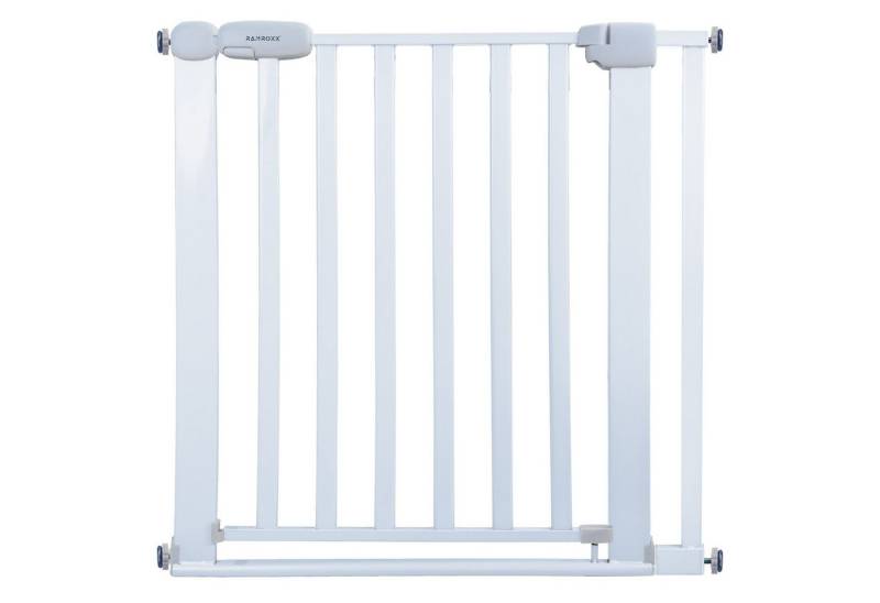RAMROXX Treppenschutzgitter Absperrgitter weiß für 82-92cm Durchgang 77cm Hoch von RAMROXX