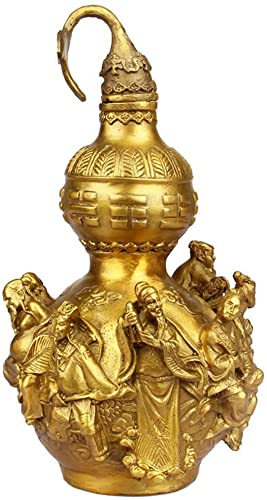 RAN Chinesische Verzierung Feng Shui Hu Lu Statue mit geschnitzten acht Unsterblichen überqueren das Meer Muster Wohlstand Wohlstandskulptur for Häuserdekoration, Gold von RAN