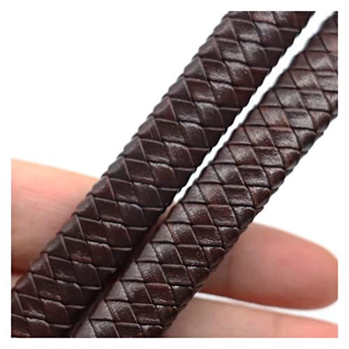 Geflochtenes Lederband, 1 Meter, Vintage-Lederband, schwarz, braun, 8 mm, 10 mm, 12 mm, flaches Lederband, for Armbänder, Schmuckherstellung, 1 Stück (Color : Brown, Size : 8mm Width-1meter) ( Color : von RANARA