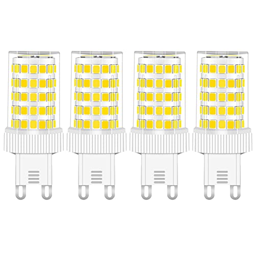 G9 LED Lampe 10W, 800LM, Kaltweiß 6000K, Ersatz 50W-100W G9 Halogenlampe, G9 Sockel, Kein Flackern, Nicht Dimmbar, G9 Glühbirnen für Kronleuchter, Deckenleuchten, Wandleuchten, AC 220-240V, 4er Pack von RANBOO