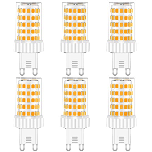 G9 LED Lampe 10W, 800LM, Warmweiß 3000K, Ersatz 50W-100W G9 Halogenlampe, G9 Sockel, Kein Flackern, Nicht Dimmbar, G9 Glühbirnen für Kronleuchter, Deckenleuchten, Wandleuchten, AC 220-240V, 6er Pack von RANBOO