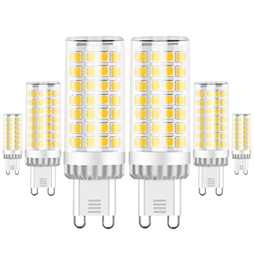 G9 LED Lampe 9W, 750LM, Kaltweiß 6000K, Ersatz 50W-80W G9 Halogenlampe, G9 Sockel, Kein Flackern, Nicht Dimmbar, G9 Glühbirnen für Kronleuchter, Deckenleuchten, Wandleuchten, AC 220-240V, 6er Pack von RANBOO