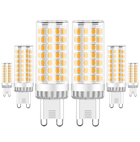 G9 LED Lampe 9W, 750LM, Warmweiß 3000K, Ersatz 50W-80W G9 Halogenlampe, G9 Sockel, Kein Flackern, Nicht Dimmbar, G9 Glühbirnen für Kronleuchter, Deckenleuchten, Wandleuchten, AC 220-240V, 6er Pack von RANBOO