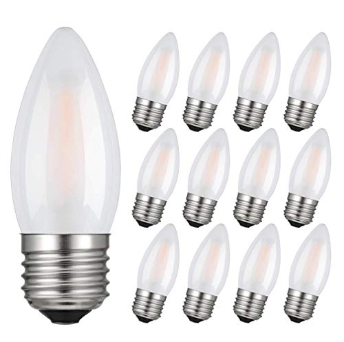 RANBOO 4W E27 LED Kerzenform für Kronleuchter, Wandlampe, ersetzt 40W, 400 Lumen, Warmweiß 2700K, Kerzenbirnen LED E27, 220-240V AC, Glas Matt, Nicht Dimmbar - 12er Pack von RANBOO