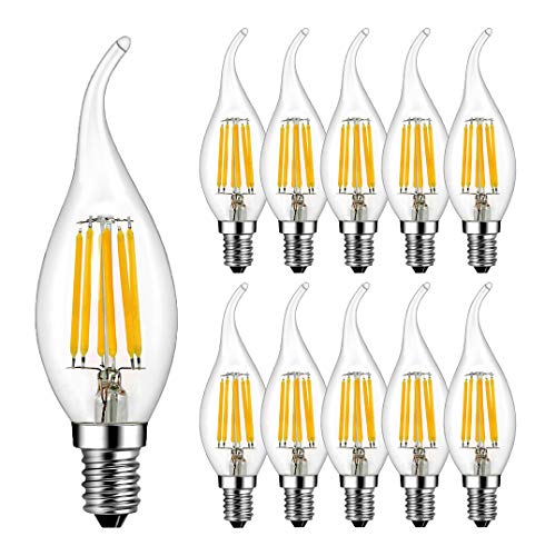 RANBOO E14 Kerze LED Lampe 6W ersetzt 60 Watt 600 Lumen Warmweiß 2700K C35 Leuchtmittel Filament Fadenlampe für Kronleuchter E14 Glühfaden Retrofit Classic Nicht Dimmbar 10er-Pack von RANBOO